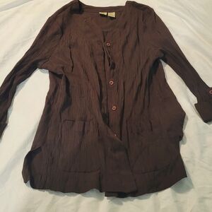 Islander Brown Long Sleeve Button Up Shirt w/ Pockets Womens Medium
